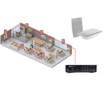 Акустична система для офісу 6 настінних динаміків TOA